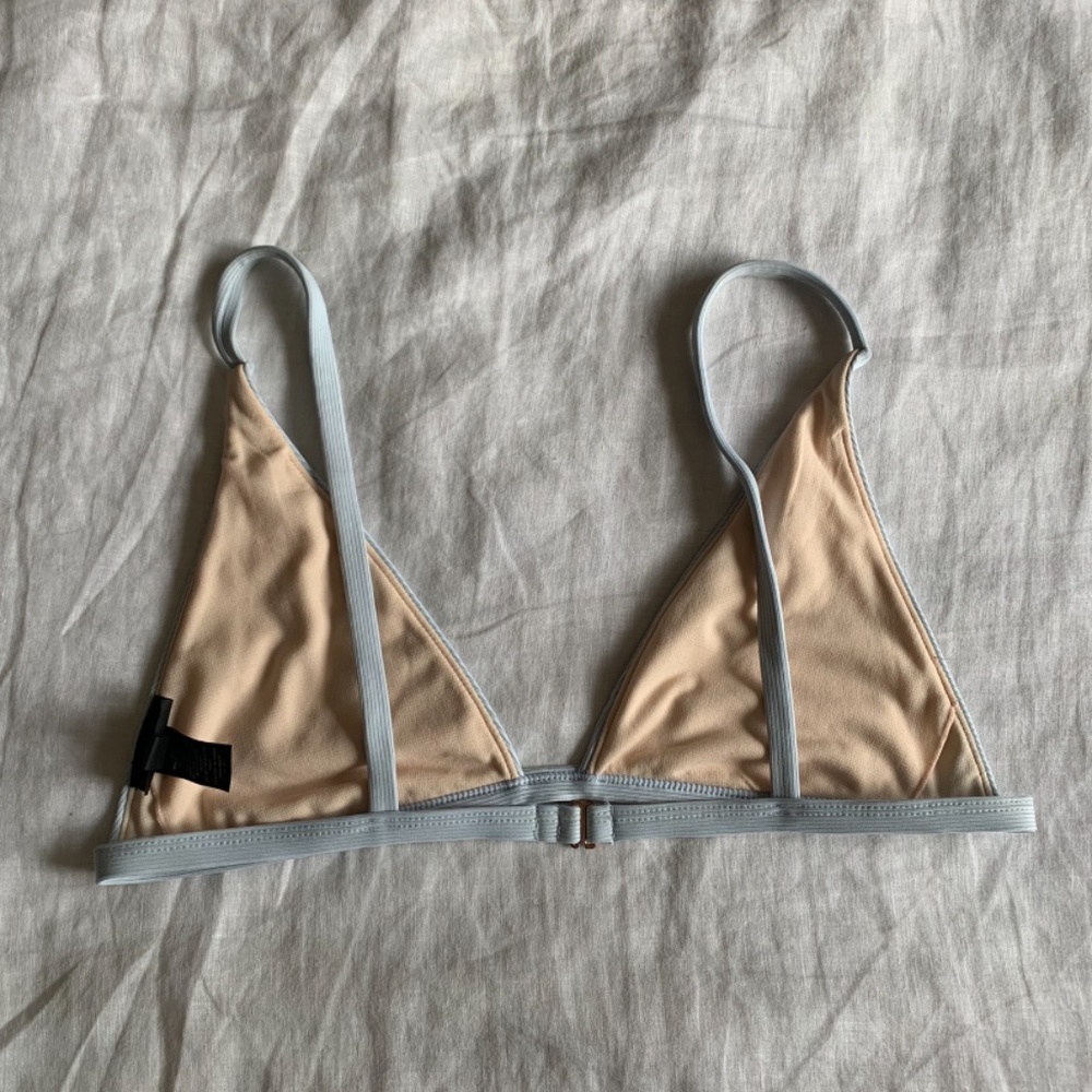 Powder Blue Ribbed Fixed Triangle Bikini Top - Picture 3 of 4
